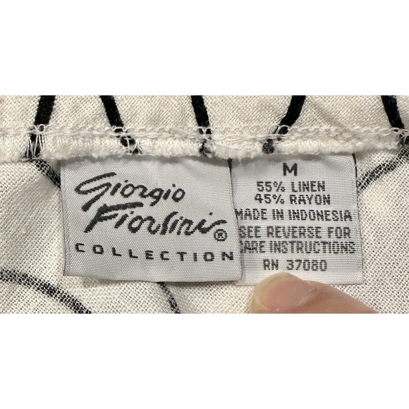 Giorgio Fiorlini Faux Wrap Skirt Womens Medium Linen Blend Black‎ & White Floral - Picture 5 of 7